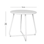 Laukingdom Table d'appoint ronde en métal de 18 pouces, table d'appoint d'extérieur résistante aux intempéries pour patio, balcon, jardin