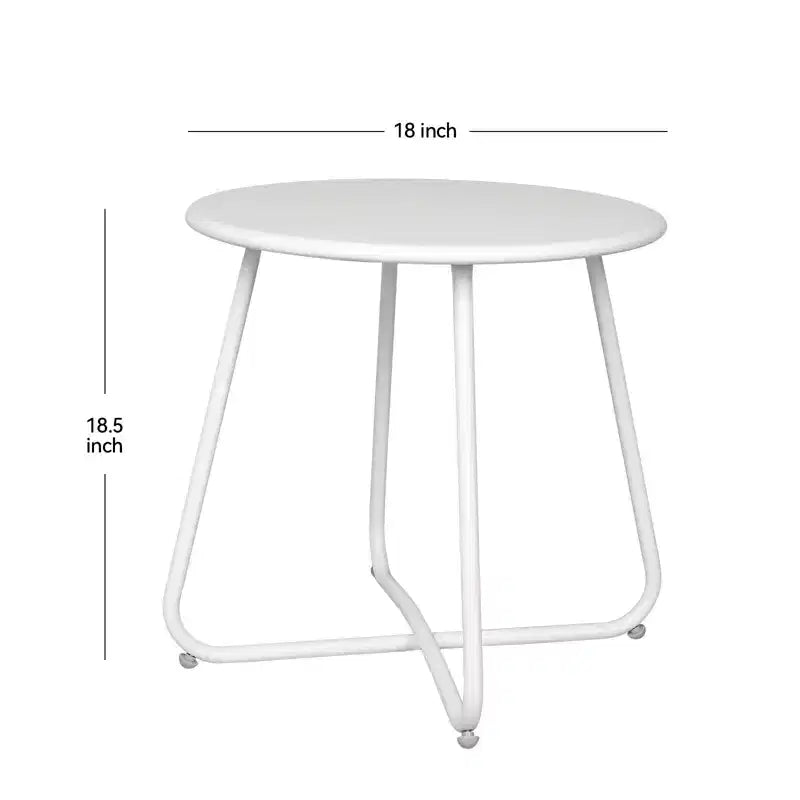 Laukingdom Table d'appoint ronde en métal de 18 pouces, table d'appoint d'extérieur résistante aux intempéries pour patio, balcon, jardin