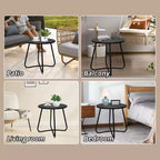 Laukingdom Table d'appoint ronde en métal de 18 pouces, table d'appoint d'extérieur résistante aux intempéries pour patio, balcon, jardin