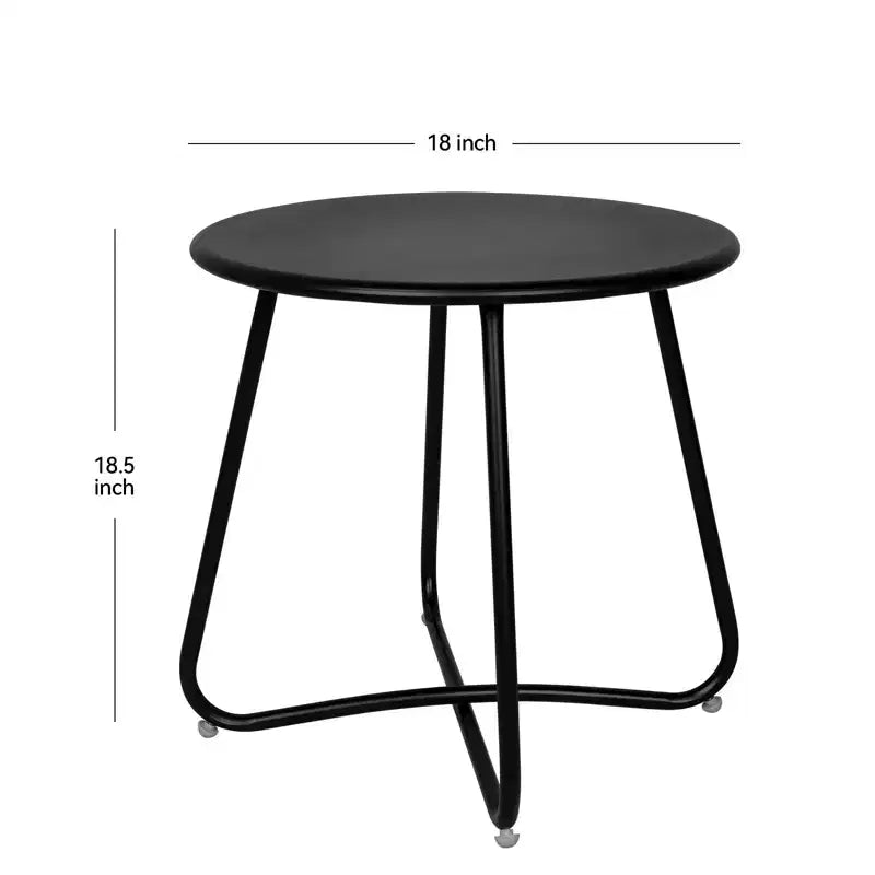 Laukingdom Table d'appoint ronde en métal de 18 pouces, table d'appoint d'extérieur résistante aux intempéries pour patio, balcon, jardin
