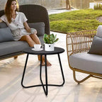 Laukingdom Table d'appoint ronde en métal de 18 pouces, table d'appoint d'extérieur résistante aux intempéries pour patio, balcon, jardin