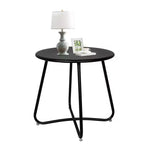 Laukingdom Table d'appoint ronde en métal de 18 pouces, table d'appoint d'extérieur résistante aux intempéries pour patio, balcon, jardin