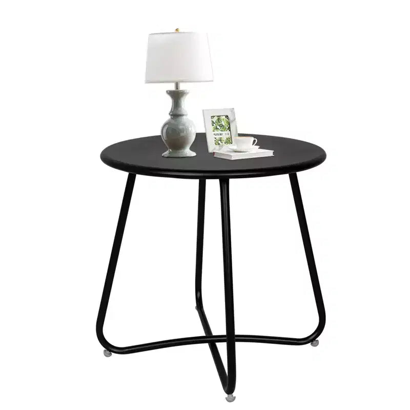 Laukingdom Table d'appoint ronde en métal de 18 pouces, table d'appoint d'extérieur résistante aux intempéries pour patio, balcon, jardin