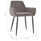 vidaXL Lot de 2 chaises de salle à manger Velours (100 % polyester) gris clair, métal