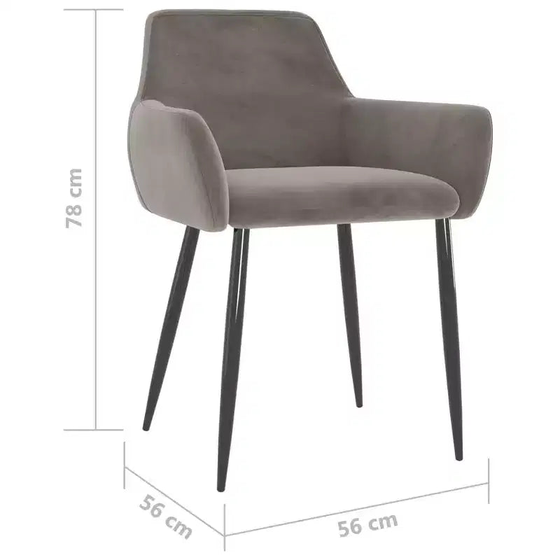 vidaXL Lot de 2 chaises de salle à manger Velours (100 % polyester) gris clair, métal