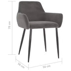 vidaXL Lot de 2 chaises de salle à manger Velours (100 % polyester) gris clair, métal