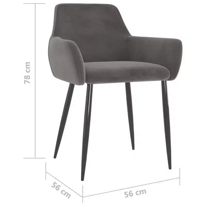 vidaXL Lot de 2 chaises de salle à manger Velours (100 % polyester) gris clair, métal