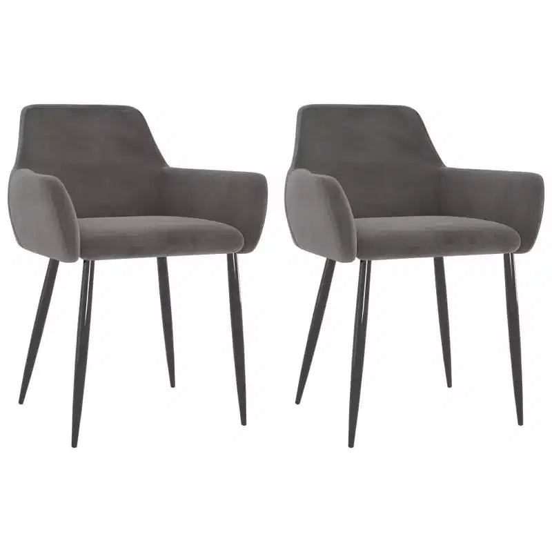 vidaXL Dining Chair Set of 2 Light gray Velvet (100% polyester), metal