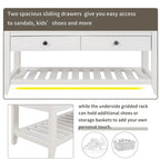 39-Inch Upholstered Storage Bench with 2 Drawers and Shoe Rack