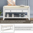 39-Inch Upholstered Storage Bench with 2 Drawers and Shoe Rack