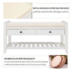 39-Inch Upholstered Storage Bench with 2 Drawers and Shoe Rack