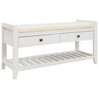 39-Inch Upholstered Storage Bench with 2 Drawers and Shoe Rack