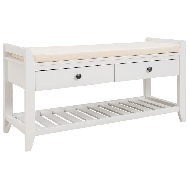 39-Inch Upholstered Storage Bench with 2 Drawers and Shoe Rack
