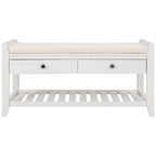 39-Inch Upholstered Storage Bench with 2 Drawers and Shoe Rack