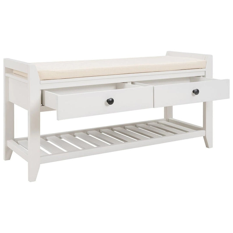 39-Inch Upholstered Storage Bench with 2 Drawers and Shoe Rack