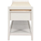 39-Inch Upholstered Storage Bench with 2 Drawers and Shoe Rack