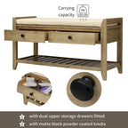 39-Inch Upholstered Storage Bench with 2 Drawers and Shoe Rack