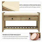 39-Inch Upholstered Storage Bench with 2 Drawers and Shoe Rack