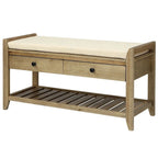 39-Inch Upholstered Storage Bench with 2 Drawers and Shoe Rack