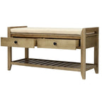 39-Inch Upholstered Storage Bench with 2 Drawers and Shoe Rack