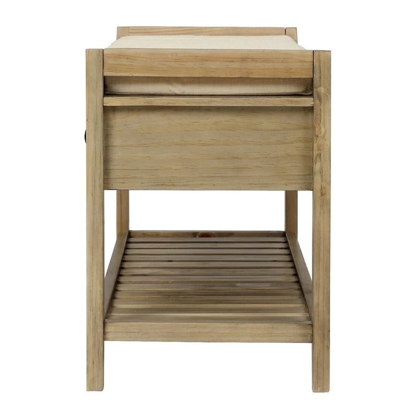 39-Inch Upholstered Storage Bench with 2 Drawers and Shoe Rack