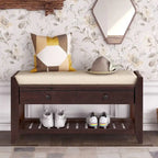 39-Inch Upholstered Storage Bench with 2 Drawers and Shoe Rack