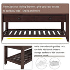 39-Inch Upholstered Storage Bench with 2 Drawers and Shoe Rack