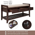 39-Inch Upholstered Storage Bench with 2 Drawers and Shoe Rack