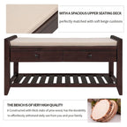 39-Inch Upholstered Storage Bench with 2 Drawers and Shoe Rack