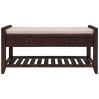 39-Inch Upholstered Storage Bench with 2 Drawers and Shoe Rack