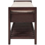39-Inch Upholstered Storage Bench with 2 Drawers and Shoe Rack
