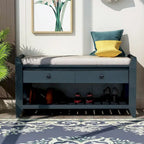 39-Inch Upholstered Storage Bench with 2 Drawers and Shoe Rack