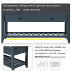 39-Inch Upholstered Storage Bench with 2 Drawers and Shoe Rack