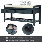 39-Inch Upholstered Storage Bench with 2 Drawers and Shoe Rack