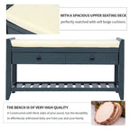 39-Inch Upholstered Storage Bench with 2 Drawers and Shoe Rack