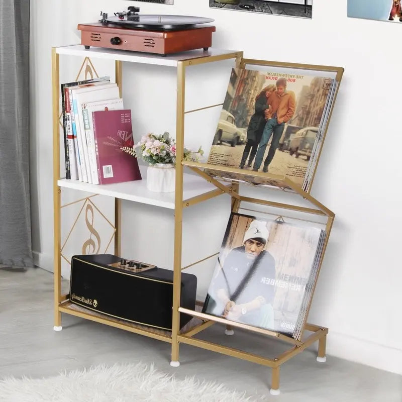 Meuble vinyle à 3 niveaux pour platine – 69,8 x 29,9 x 82,5 cm