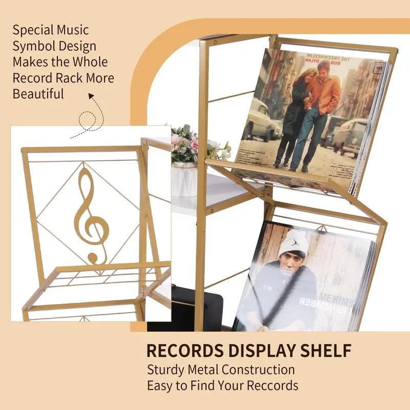 Meuble vinyle à 3 niveaux pour platine – 69,8 x 29,9 x 82,5 cm