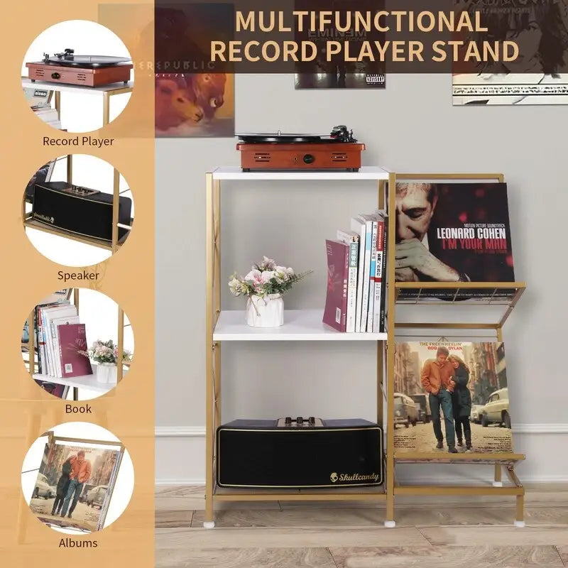 Meuble vinyle à 3 niveaux pour platine – 69,8 x 29,9 x 82,5 cm