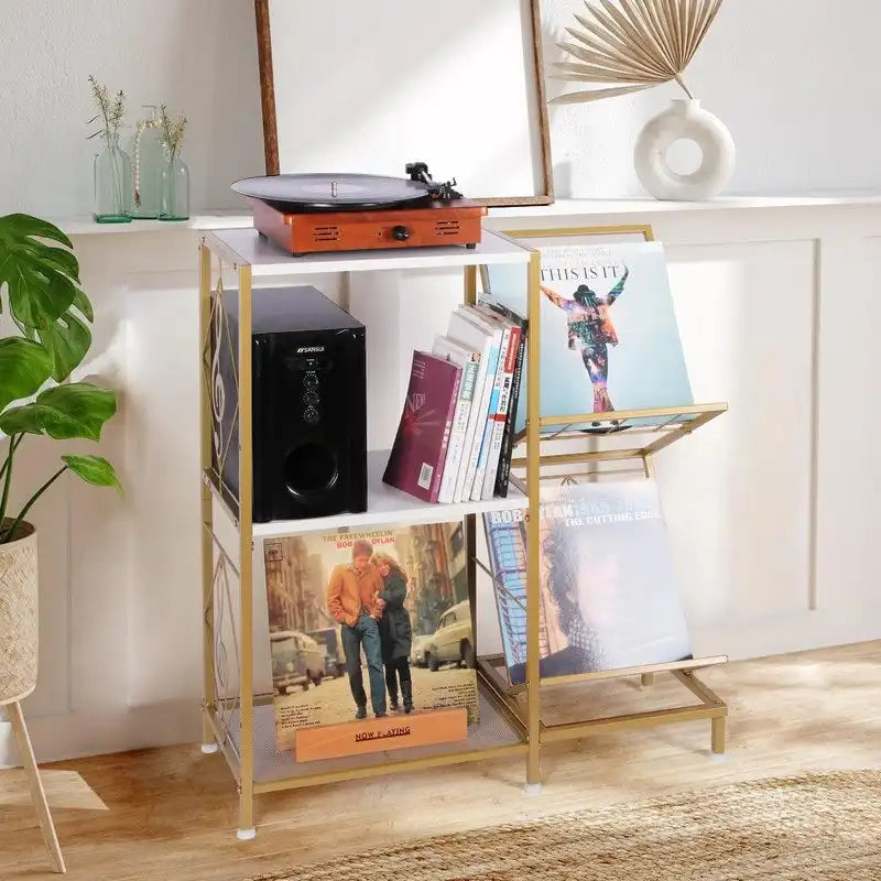 Meuble vinyle à 3 niveaux pour platine – 69,8 x 29,9 x 82,5 cm