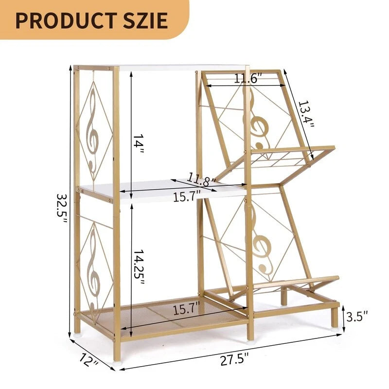 Meuble vinyle à 3 niveaux pour platine – 69,8 x 29,9 x 82,5 cm