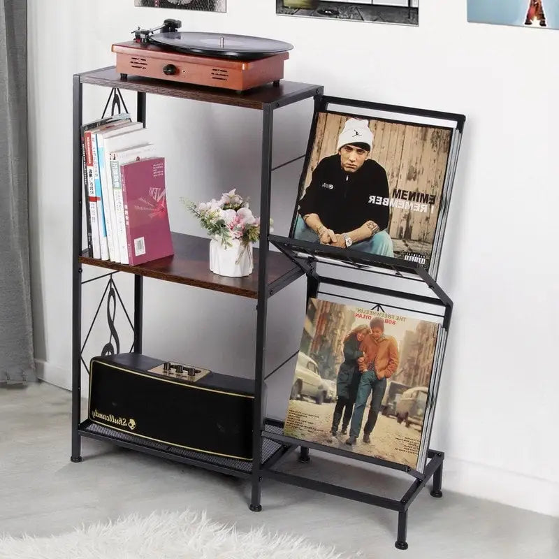 Meuble vinyle à 3 niveaux pour platine – 69,8 x 29,9 x 82,5 cm