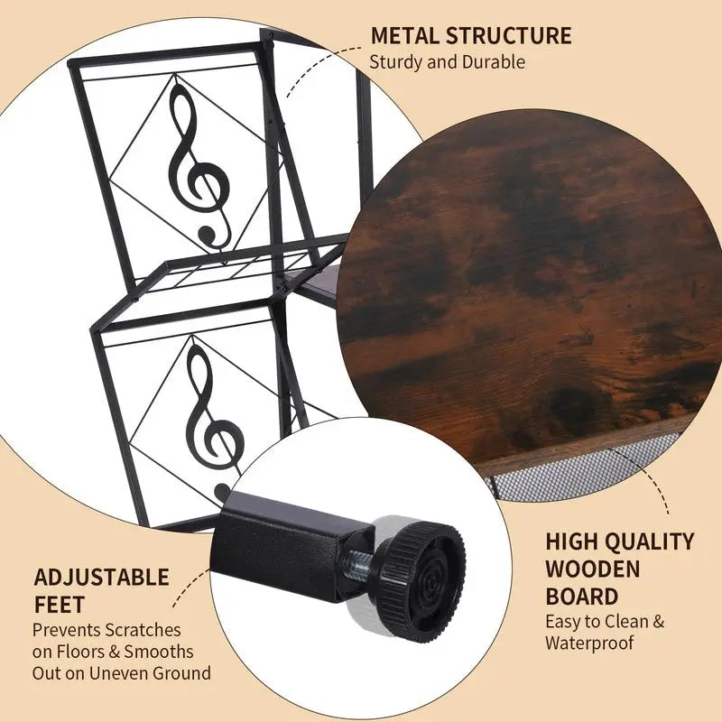 Meuble vinyle à 3 niveaux pour platine – 69,8 x 29,9 x 82,5 cm