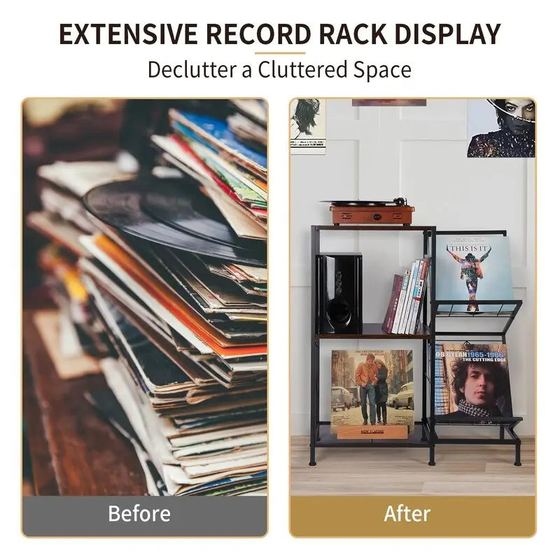 Meuble vinyle à 3 niveaux pour platine – 69,8 x 29,9 x 82,5 cm