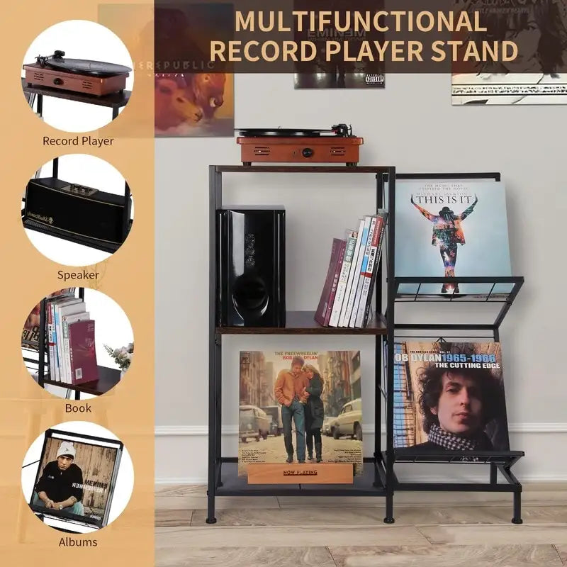 Meuble vinyle à 3 niveaux pour platine – 69,8 x 29,9 x 82,5 cm