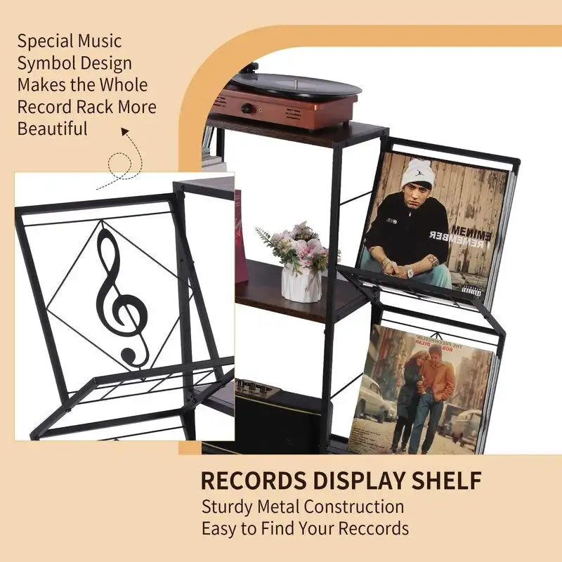 Meuble vinyle à 3 niveaux pour platine – 69,8 x 29,9 x 82,5 cm