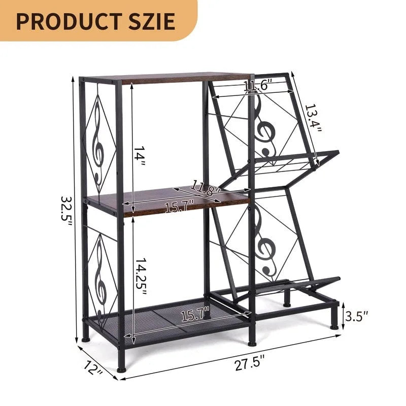 Meuble vinyle à 3 niveaux pour platine – 69,8 x 29,9 x 82,5 cm