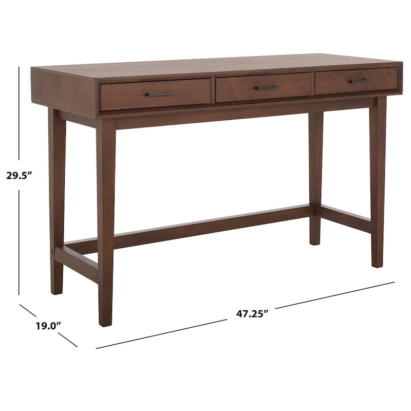 Delsie Mid-Century 3-Drawer Desk