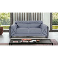 75" Light Blue and Black Leather Loveseat