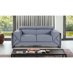 75" Light Blue and Black Leather Loveseat