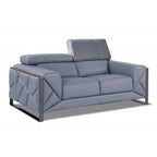 75" Light Blue and Black Leather Loveseat